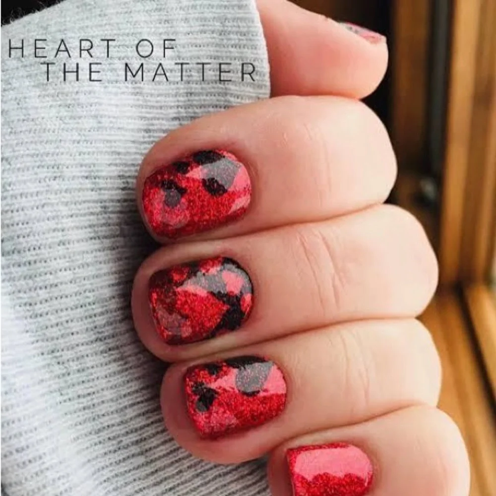 HEART OF THE MATTER Retired Color Street Red and Black Heart Nail Strips